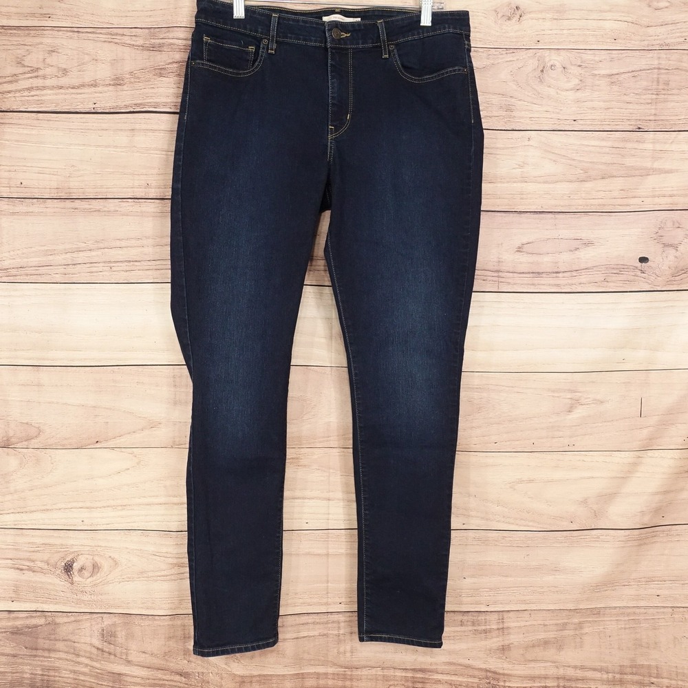 Levi's 711 Skinny Jeans Womens 32 Blue Dark Wash Stretch Slim Fit 33x30 Denim